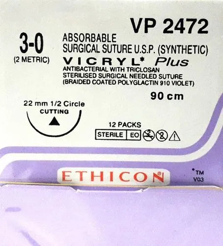 ETHICON VP 2472 VICRYL PLUS 3-0 CUTTING