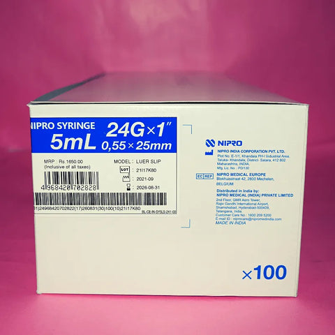 5ML NIPRO EO SYRINGE WITH NEEDLE 24GX1